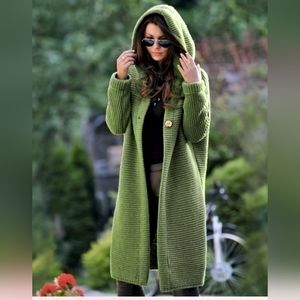 Knitwear Long Hoodwd Cardigan